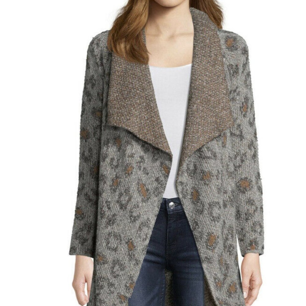 NWT Cupcakes and Cashmere Mel Leopard Jacquard Kni